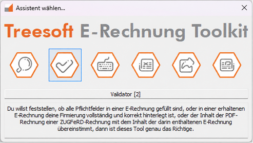 Originalansicht: Auswahl der Toolkit-Module mit markiertem Validator